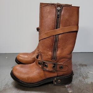 ZIGI GIRL DESTRESSED STYLE BUCKLE BOOTS FUNKY FUN STYLE BIKER MOTO